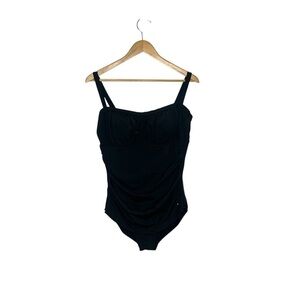 Roots 73 Women’s One Piece Size 14 Black Ruched Layered Padded Cup Swimsuit